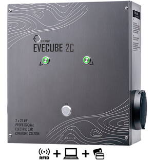  EVECUBE 2C - 2x22kW nabíjecí stanice AC (OCPP 1.6 + Chytrý WebServer + RFID + měření spotřeby)