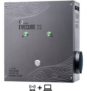 EVECUBE 2S - 2x22kW nabíjecí stanice AC (Chytrý WebServer + RFID + měření spotřeby)