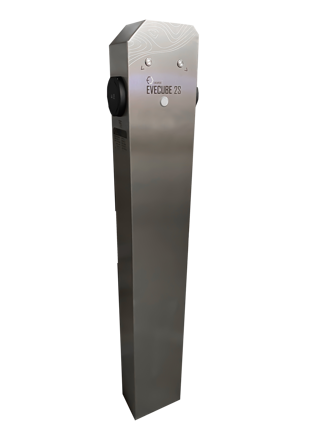 EVECUBE 2S - sloupová AC nabíjecí stanice | 2 porty | 2x22kW (Chytrý WebServer + RFID + měření spotřeby)